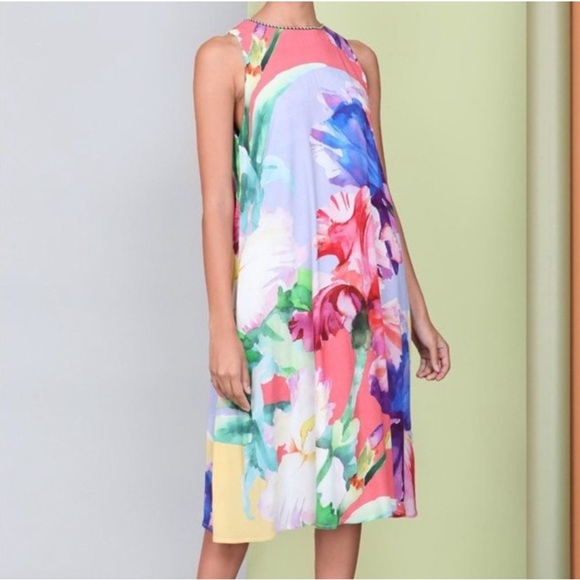 Anthropologie Dresses & Skirts - BL^NK LONDON X ANTHRO Ashleigh Trapeze Watercolor Floral Midi Dress Size XS